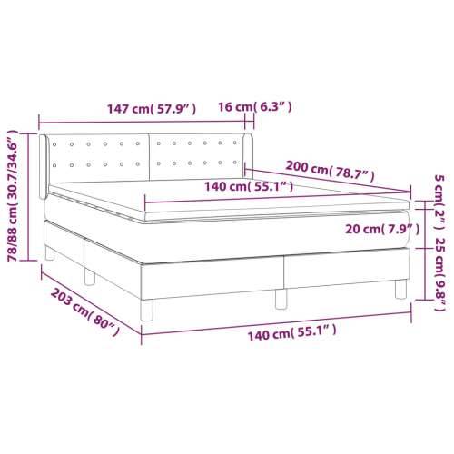 Krevet s oprugama i madracem krem 140x200 cm od tkanine - Krema 140 x 200 cm gumbi Cijena