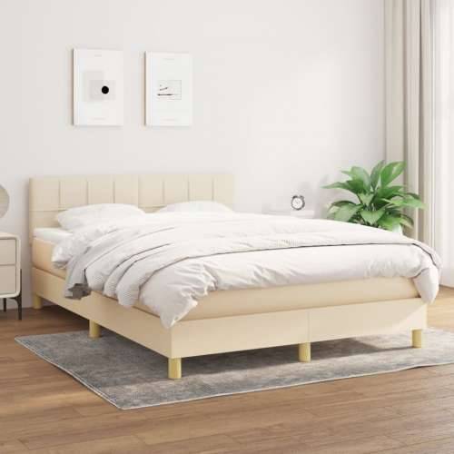 Krevet s oprugama i madracem krem 140x200 cm od tkanine - Krema 140 x 200 cm Blok s kvadratima Cijena