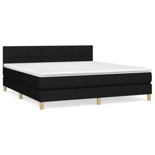 Krevet s oprugama i madracem crni 160x200 cm od tkanine - Crna 160 x 200 cm Blok s kvadratima Cijena