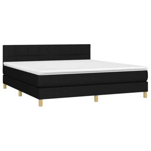 Krevet s oprugama i madracem crni 160x200 cm od tkanine - Crna 160 x 200 cm Blok s kvadratima Cijena