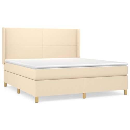 Krevet s oprugama i madracem krem 160x200 cm od tkanine - Krema 160 x 200 cm Gladak dizajn Cijena