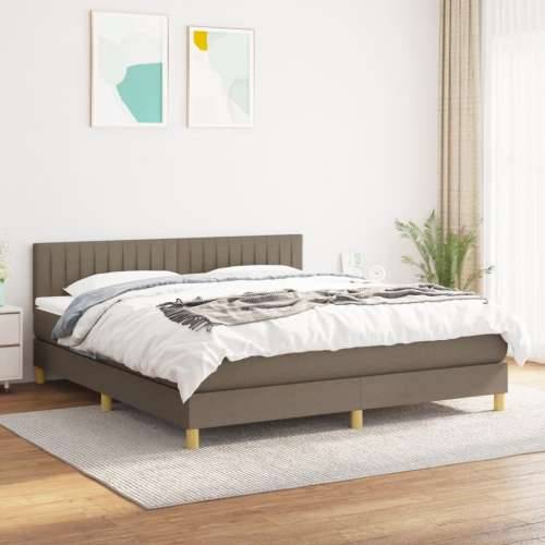 Krevet s oprugama i madracem smeđesivi 160x200 cm tkanina - Sivo-smeđa 160 x 200 cm Okomite pruge Cijena