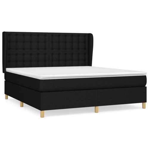 Krevet s oprugama i madracem crni 180x200 cm od tkanine - Crna 180 x 200 cm gumbi Cijena