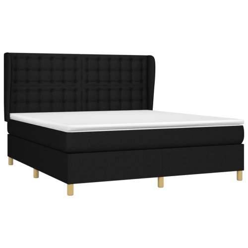 Krevet s oprugama i madracem crni 180x200 cm od tkanine - Crna 180 x 200 cm gumbi Cijena