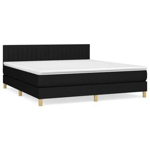 Krevet s oprugama i madracem crni 180x200 cm od tkanine - Crna 180 x 200 cm Okomite pruge Cijena