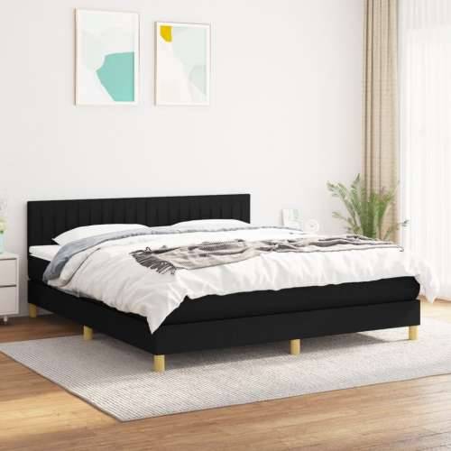 Krevet s oprugama i madracem crni 160x200 cm od tkanine - Crna 160 x 200 cm Okomite pruge Cijena