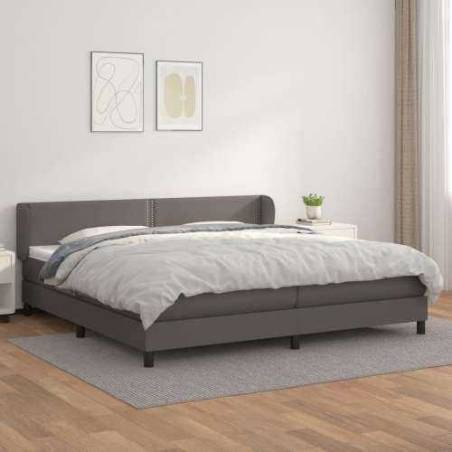 Krevet s oprugama i madracem sivi 200x200 cm od umjetne kože - Siva 200 x 200 cm Obično s čavlima Cijena