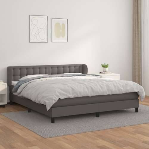 Krevet s oprugama i madracem sivi 180 x 200 cm od umjetne kože - Siva 180 x 200 cm gumbi Cijena