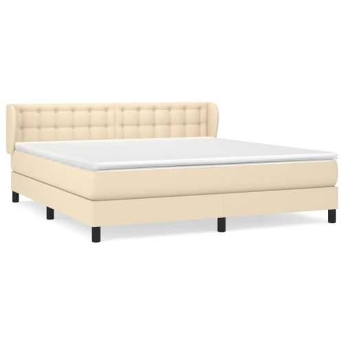 Krevet s oprugama i madracem krem 180x200 cm od tkanine - Krema 180 x 200 cm gumbi Cijena