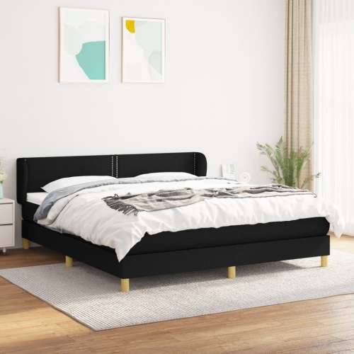 Krevet s oprugama i madracem crni 160x200 cm od tkanine - Crna 160 x 200 cm Obično s čavlima Cijena