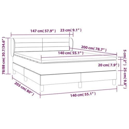 Krevet s oprugama i madracem smeđesivi 140x200 cm tkanina - Sivo-smeđa 140 x 200 cm vodoravne pruge Cijena