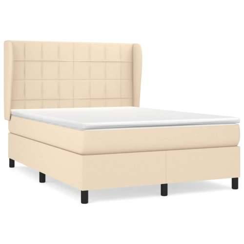 Krevet s oprugama i madracem krem 140x200 cm od tkanine - Krema 140 x 200 cm Blok s kvadratima Cijena