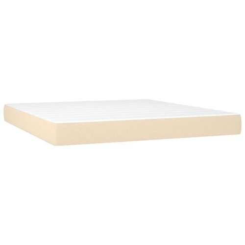 Krevet s oprugama i madracem krem 160x200 cm od tkanine - Krema 160 x 200 cm Blok s kvadratima Cijena