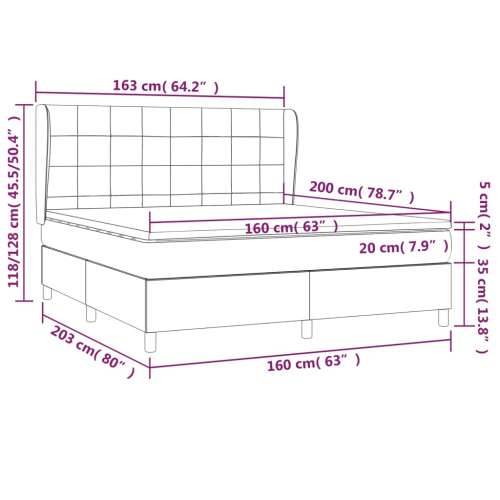 Krevet s oprugama i madracem krem 160x200 cm od tkanine - Krema 160 x 200 cm Blok s kvadratima Cijena