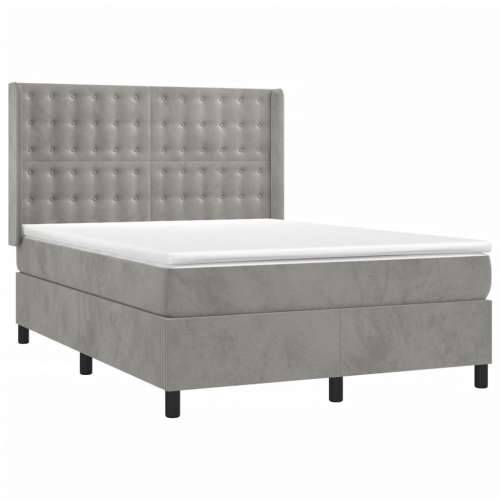 Krevet s oprugama i madracem svjetlosivi 140x190 cm baršunasti - Svjetlosiva 140 x 190 cm gumbi Cijena