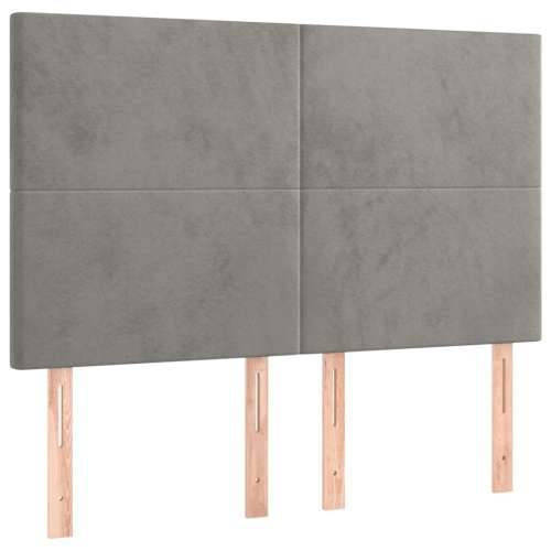 Krevet s oprugama i madracem svjetlosivi 140x190 cm baršunasti - Svjetlosiva 140 x 190 cm Gladak dizajn Cijena