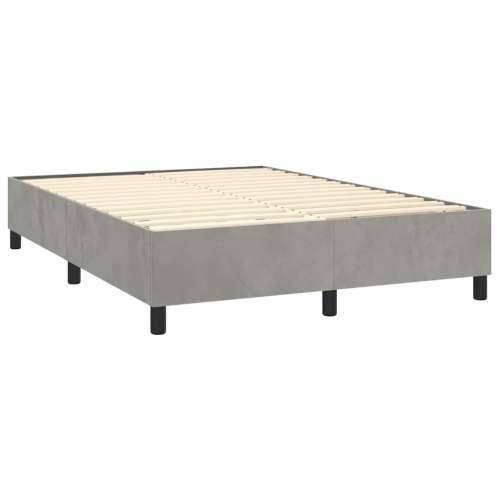Krevet s oprugama i madracem svjetlosivi 140x190 cm baršunasti - Svjetlosiva 140 x 190 cm Obično s čavlima Cijena