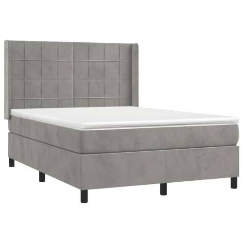 Krevet s oprugama i madracem svjetlosivi 140x190 cm baršunasti - Svjetlosiva 140 x 190 cm Blok s kvadratima Cijena