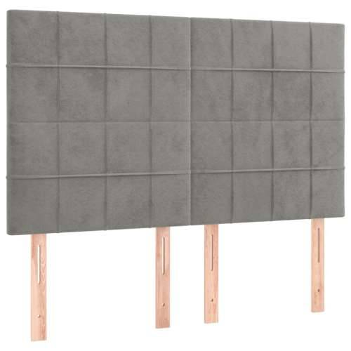 Krevet s oprugama i madracem svjetlosivi 140x190 cm baršunasti - Svjetlosiva 140 x 190 cm Blok s kvadratima Cijena
