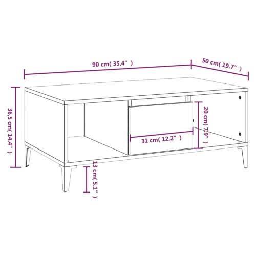 Stolić za kavu smeđa boja hrasta 90x50x36,5cm konstruirano drvo - Smeđi hrast 1 Cijena