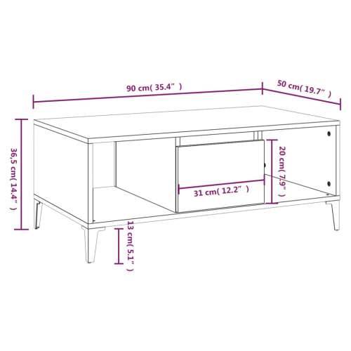 Stolić za kavu boja betona 90x50x36,5 cm konstruirano drvo - Beton siva 1 Cijena