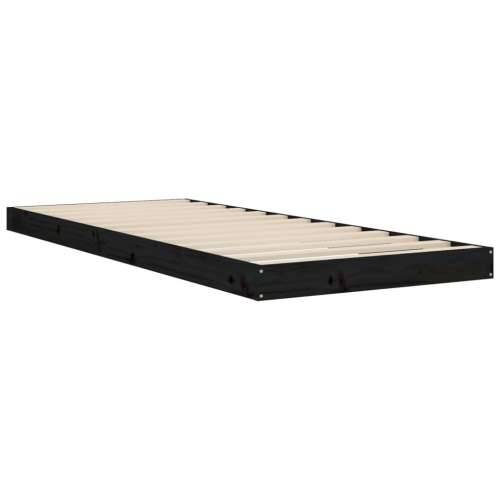 Okvir kreveta crni 75 x 190 cm mali od masivne borovine - Crna 75 x 190 cm Cijena