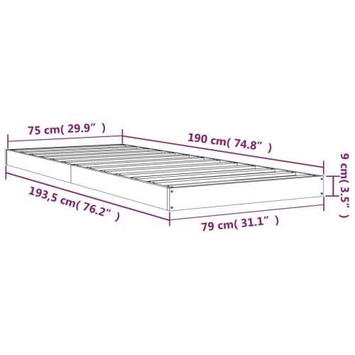 Okvir kreveta crni 75 x 190 cm mali od masivne borovine - Crna 75 x 190 cm Cijena