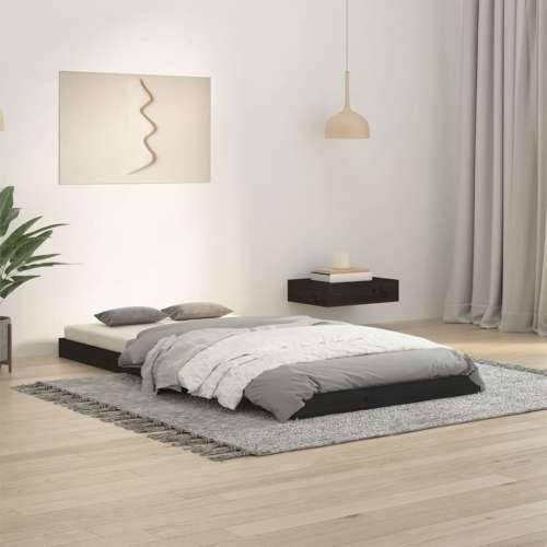 Okvir kreveta za jednu osobu crni 90 x 190 cm masivna borovina
