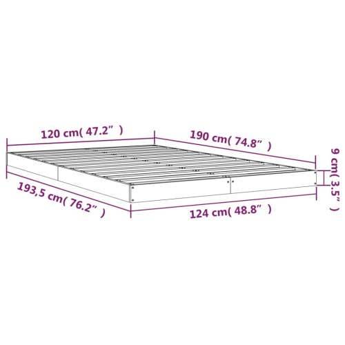 Okvir za krevet sivi 120x190 cm masivna borovina mali bračni Cijena