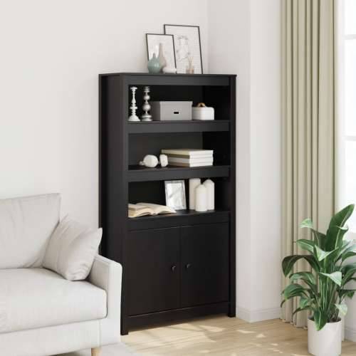Visoka komoda crna 80 x 35 x 154 cm od masivne borovine - Crna 1 Cijena