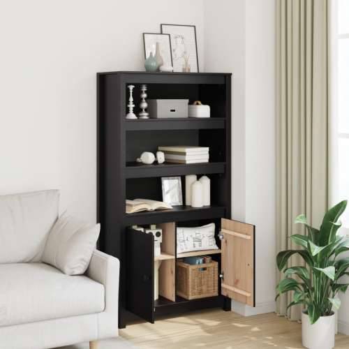 Visoka komoda crna 80 x 35 x 154 cm od masivne borovine - Crna 1 Cijena