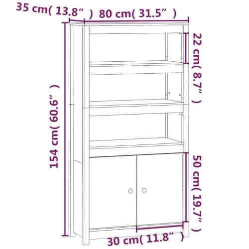 Visoka komoda crna 80 x 35 x 154 cm od masivne borovine - Crna 1 Cijena