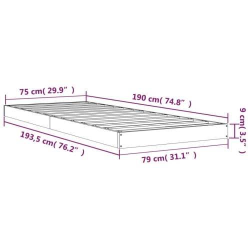 Okvir za krevet od masivne borovine sivi 75x190 cm mali Cijena