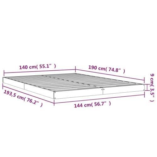 Okvir za krevet sivi 140x190 cm od masivnog drva Cijena