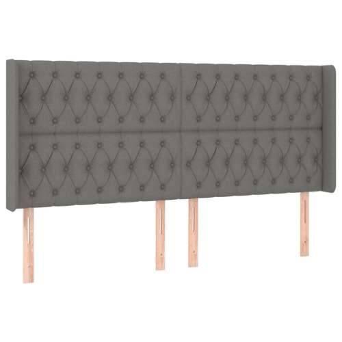 Krevet box spring s madracem LED tamnosivi 180x200 cm tkanina - Tamno siva 180 x 200 cm Dizajn s gumbima Cijena