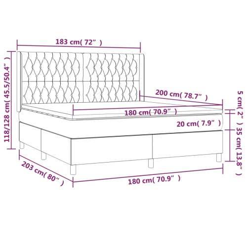 Krevet box spring s madracem LED tamnosivi 180x200 cm tkanina - Tamno siva 180 x 200 cm Dizajn s gumbima Cijena