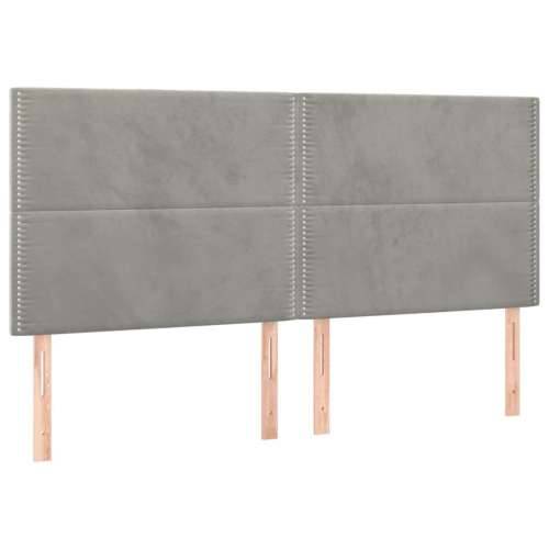 Krevet box spring s madracem LED svjetlosivi 200x200 cm baršun - Svjetlosiva 200 x 200 cm Obično s čavlima Cijena