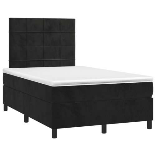 Krevet box spring s madracem LED crni 120 x 200 cm baršun - Crna 120 x 200 cm Blok s kvadratima Cijena