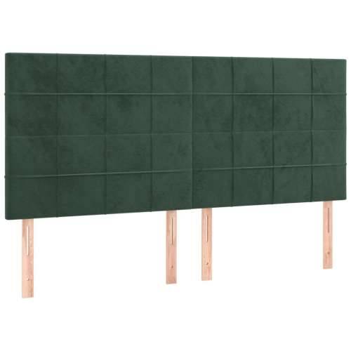 Krevet box spring s madracem LED tamnozeleni 200x200 cm baršun - Tamnozelena 200 x 200 cm Blok s kvadratima Cijena