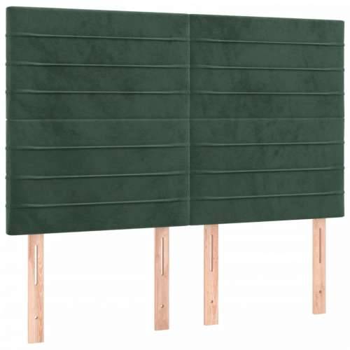 Krevet box spring s madracem LED tamnozeleni 140x190 cm baršun - Tamnozelena 140 x 190 cm vodoravne pruge Cijena