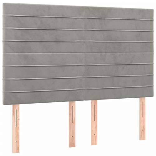 Krevet box spring s madracem LED svjetlosivi 140x200 cm baršun - Svjetlosiva 140 x 200 cm vodoravne pruge Cijena