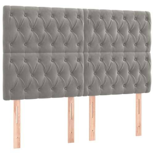Krevet box spring s madracem LED svjetlosivi 140x200 cm baršun - Svjetlosiva 140 x 200 cm Dizajn s gumbima Cijena