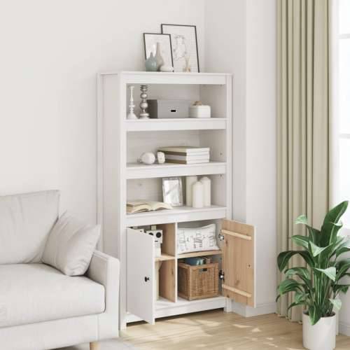 Visoka komoda bijela 80 x 35 x 154 cm od masivne borovine - Bijela 1 Cijena