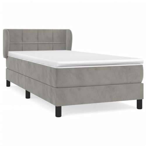 Box spring krevet s madracem svjetlosivi 100x200 cm baršunasti - Svjetlosiva 100 x 200 cm Blok s kvadratima Cijena