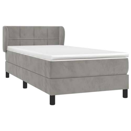 Box spring krevet s madracem svjetlosivi 100x200 cm baršunasti - Svjetlosiva 100 x 200 cm Blok s kvadratima Cijena
