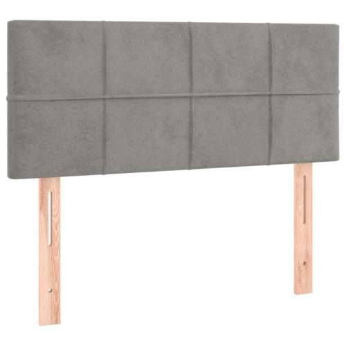Box spring krevet s madracem svjetlosivi 100x200 cm baršunasti - Svjetlosiva 100 x 200 cm Blok s kvadratima Cijena