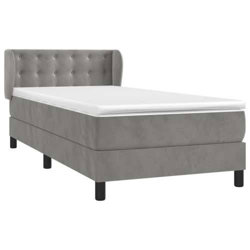 Box spring krevet s madracem svjetlosivi 100x200 cm baršunasti - Svjetlosiva 100 x 200 cm gumbi Cijena