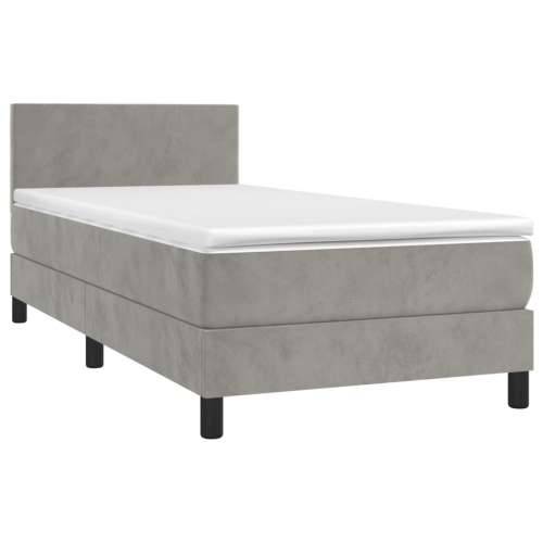 Box spring krevet s madracem svjetlosivi 100x200 cm baršunasti - Svjetlosiva 100 x 200 cm Gladak dizajn Cijena