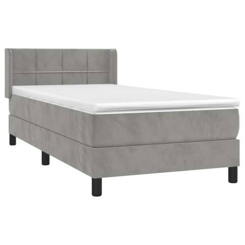 Box spring krevet s madracem svjetlosivi 100x200 cm baršunasti - Svjetlosiva 100 x 200 cm Blok s kvadratima Cijena