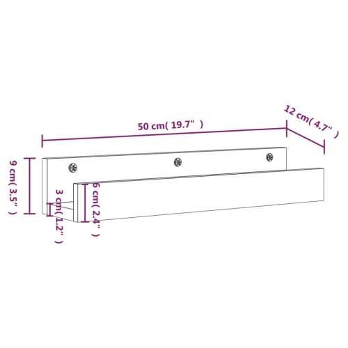 Zidne police 2 kom bijele 50 x 12 x 9 cm od masivne borovine - Bijela 50 x 12 x 9 cm 1 Cijena